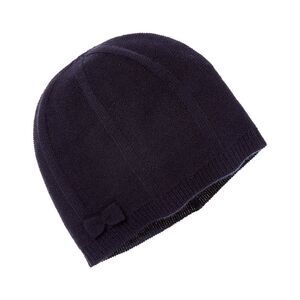 Amicale Cashmere Bow Cashmere Beanie, Navy